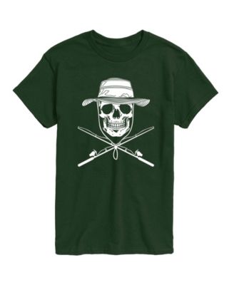 Men's Instant Message Fisherman Skull Crossed Rods Graphic T-Shirt