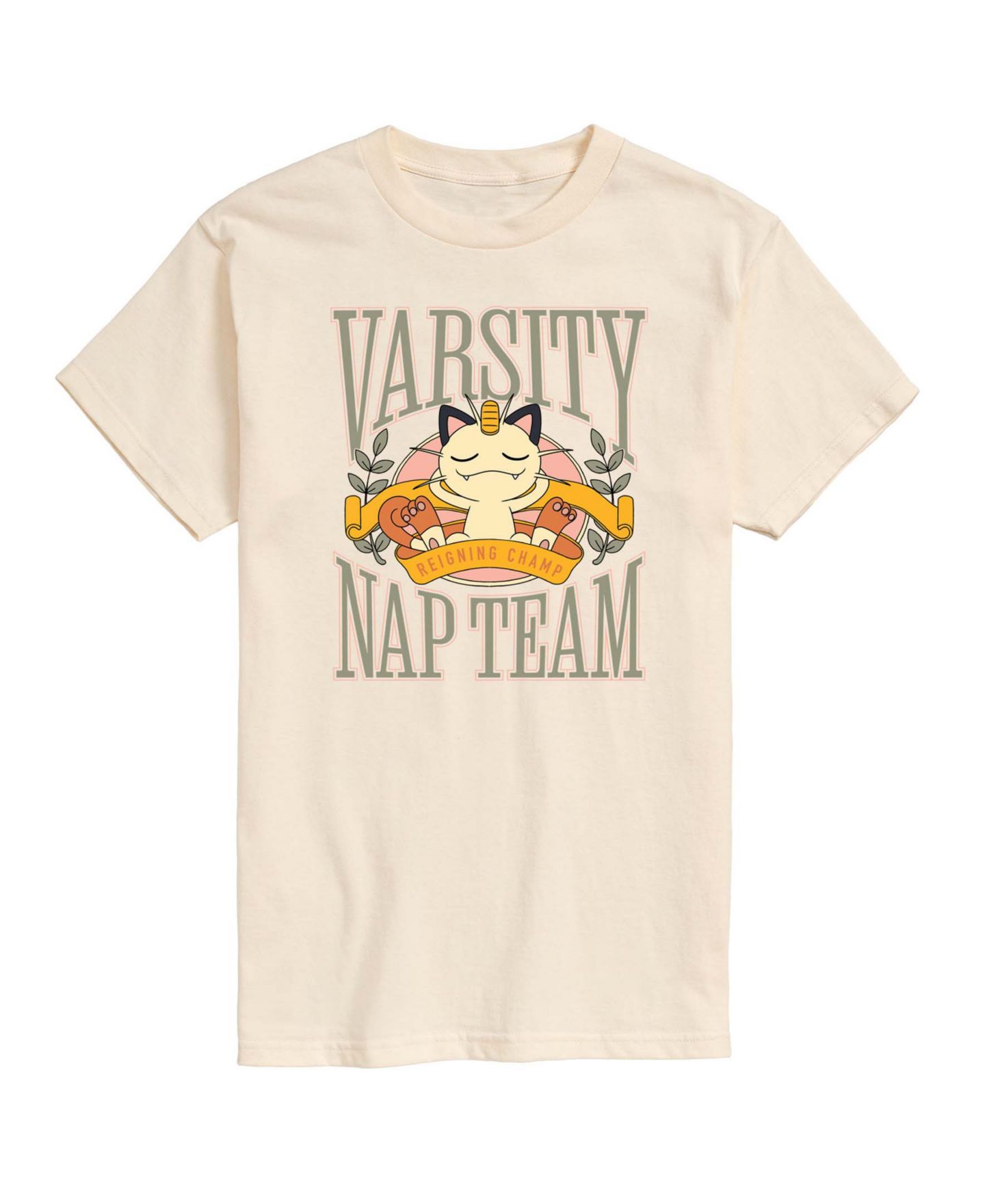 Мужская футболка AIRWAVES Pokemon Meowth Varsity Nap Team Graphic, цвет: Кремовый — фото 1