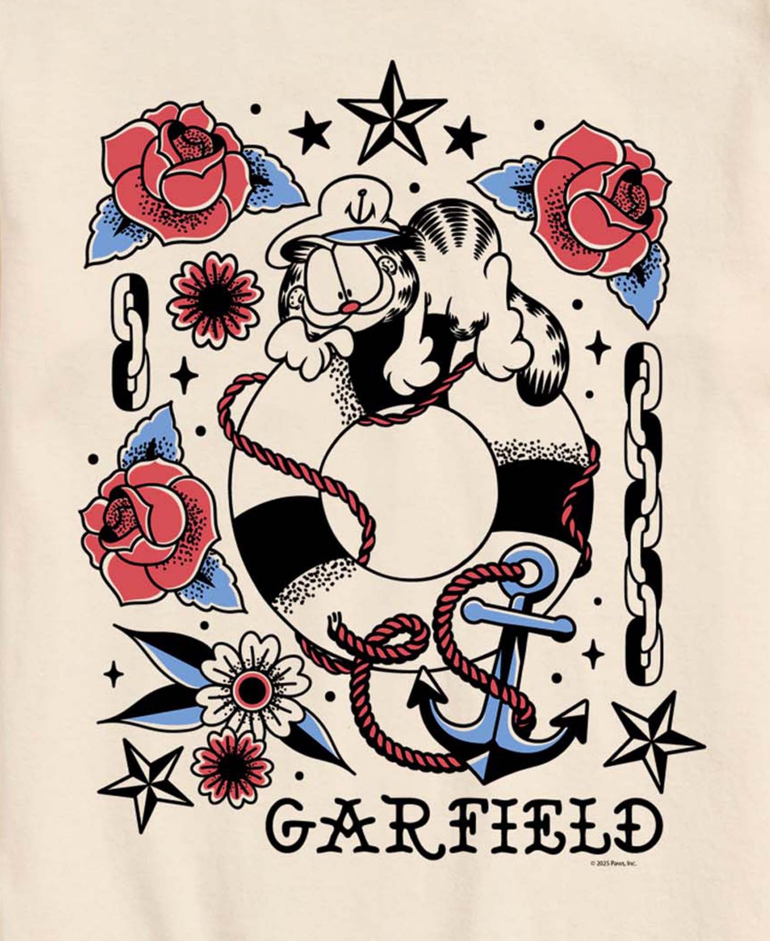 Men's Garfield Tattoo Flash Graphic T-Shirt