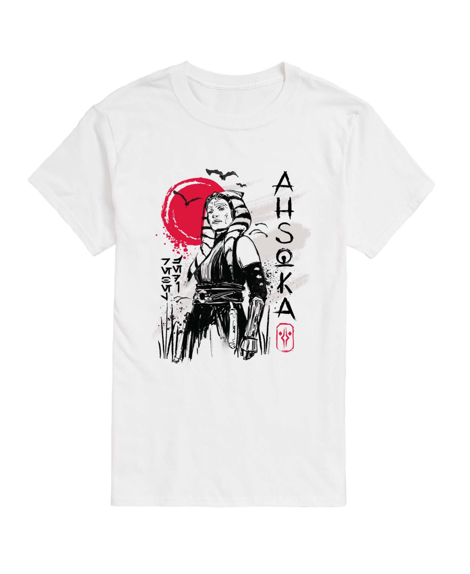 Men's Star Wars Ahsoka Ink Drawing Graphic T-Shirt