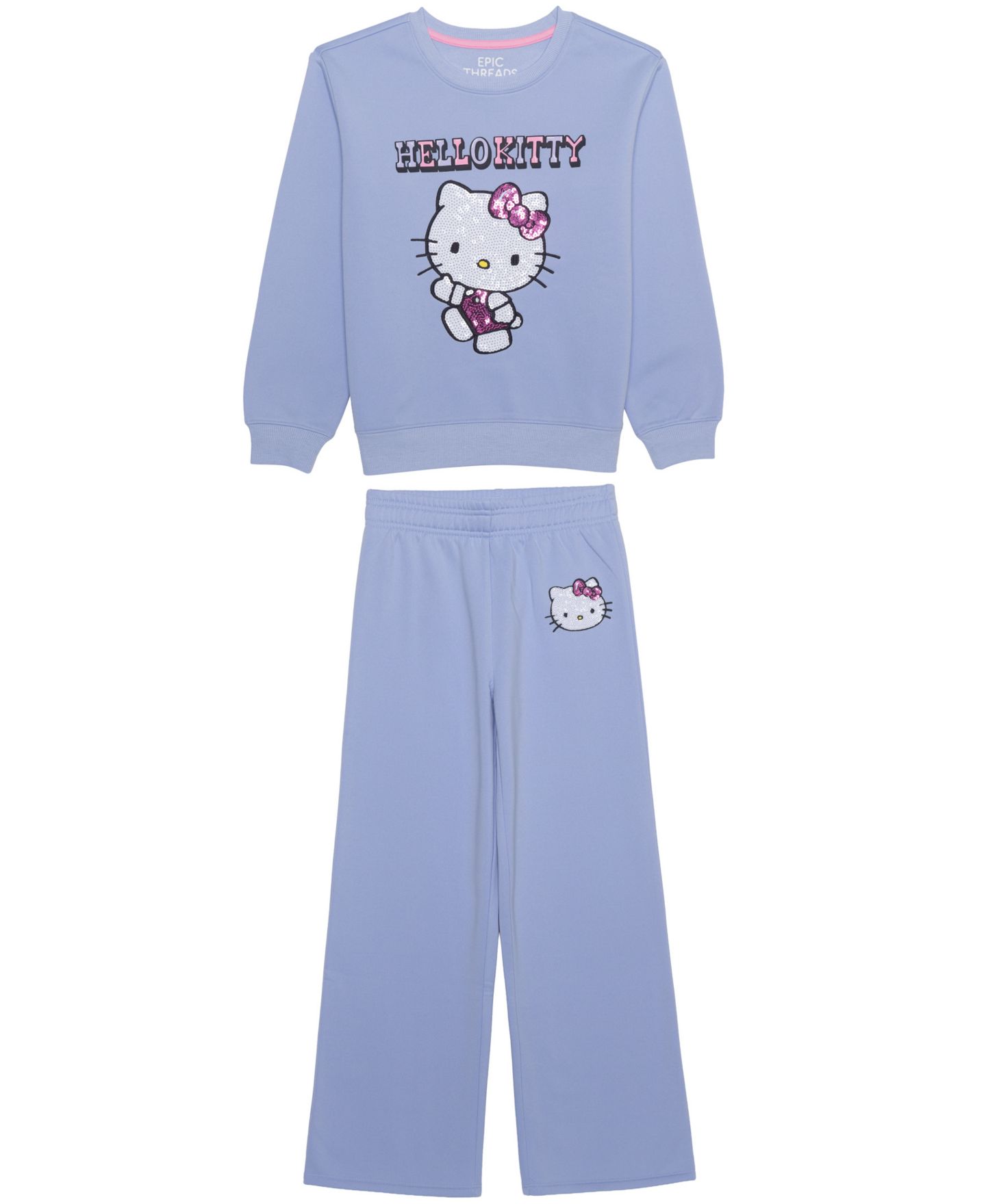 Комплект Epic Threads Hello Kitty Graphic Sweatshirt and Joggers, 2-Piece Set для девочек, цвет: Синий — фото 1