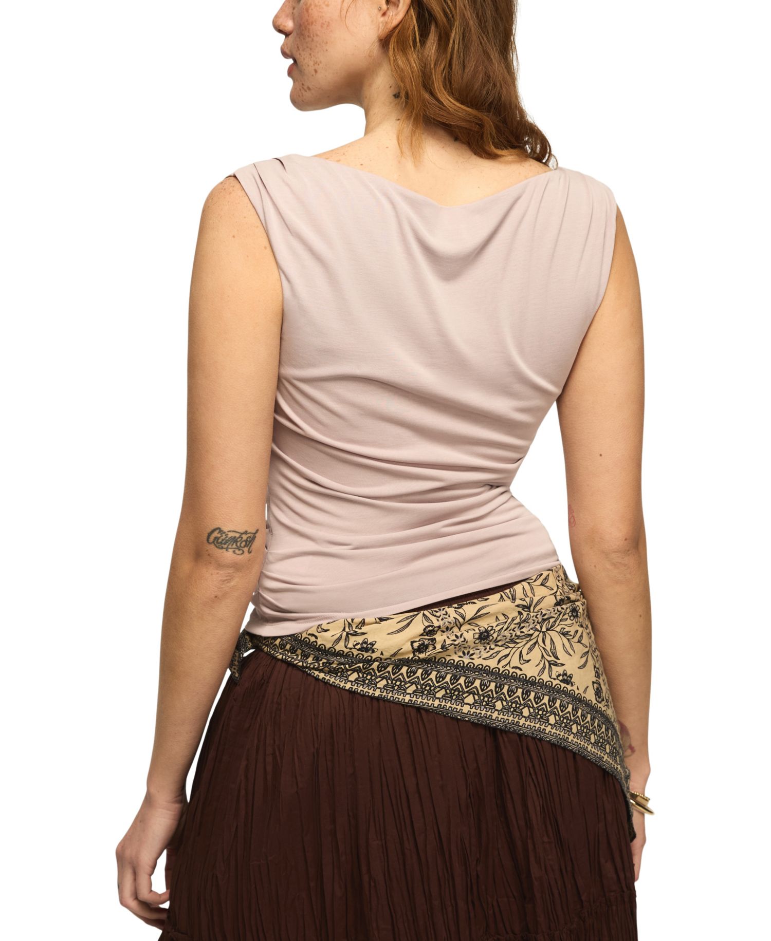 Women's Sandwash Shirred Boat Neck Top