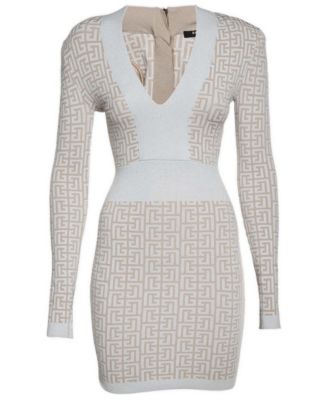 Women's Monogram Jacquard Lurex Knit Long-Sleeve Dress