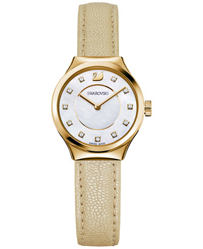 Swarovski Women's Swiss Dreamy Light Golden Leather Strap Watch 28mm 5213746