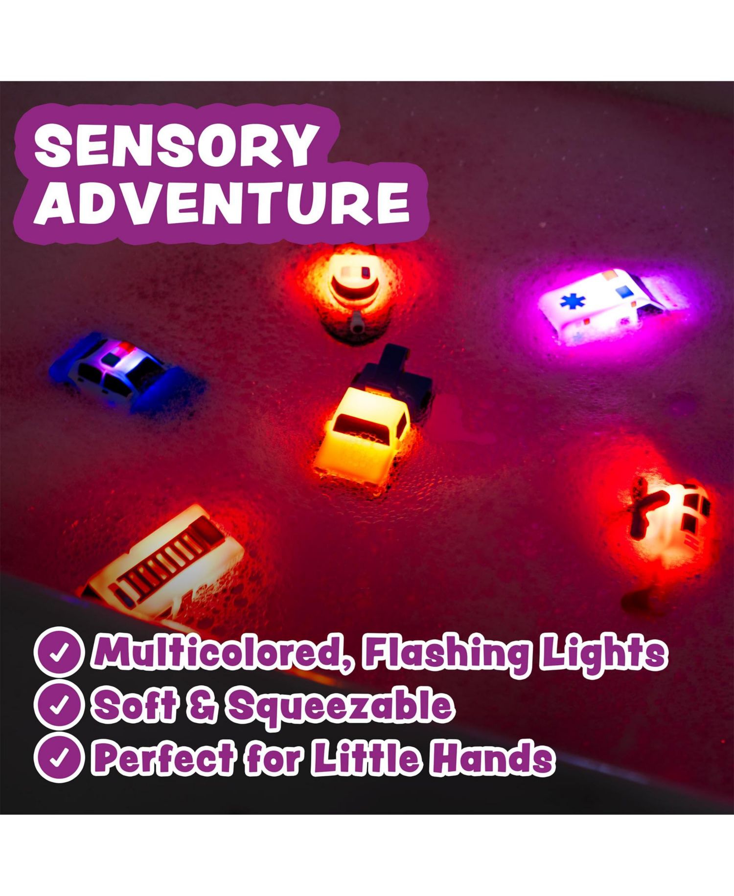 12 Pack Light Up Bath Cars Water-Activated Flashing Sensory Toys