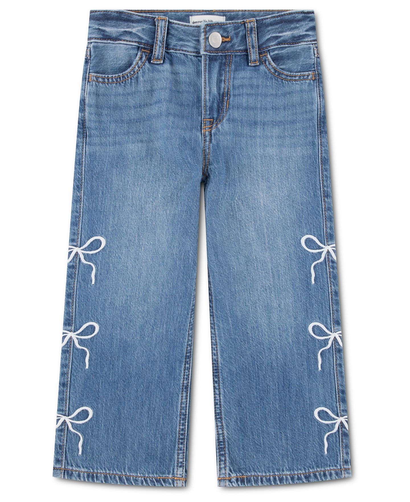 Джинсы abercrombie kids Bow Baggy Jeans для девочек-малышей, цвет: Синий — фото 1