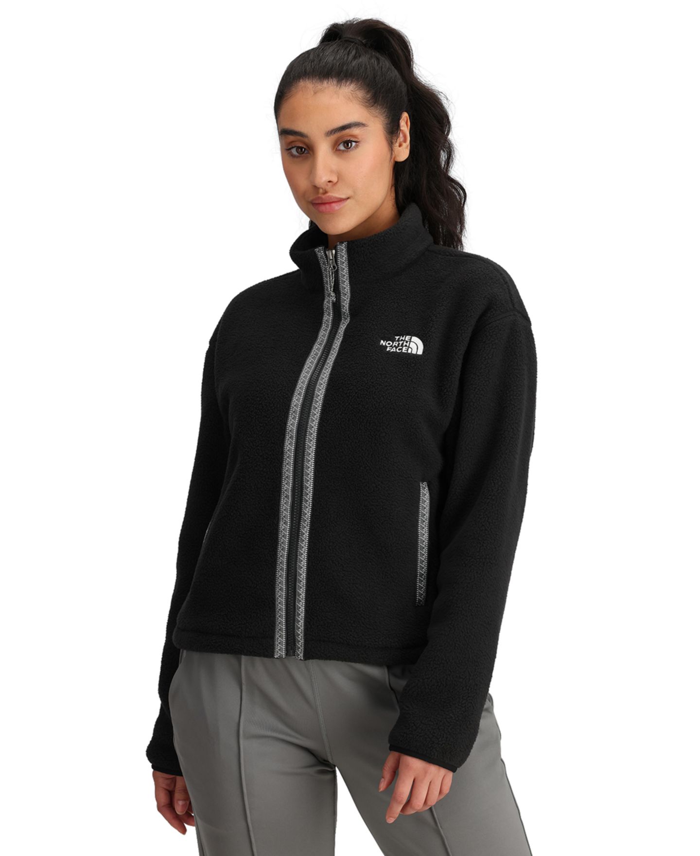 Женская флисовая куртка The North Face TNF Fleeski на молнии, цвет: Сливовый — фото 5