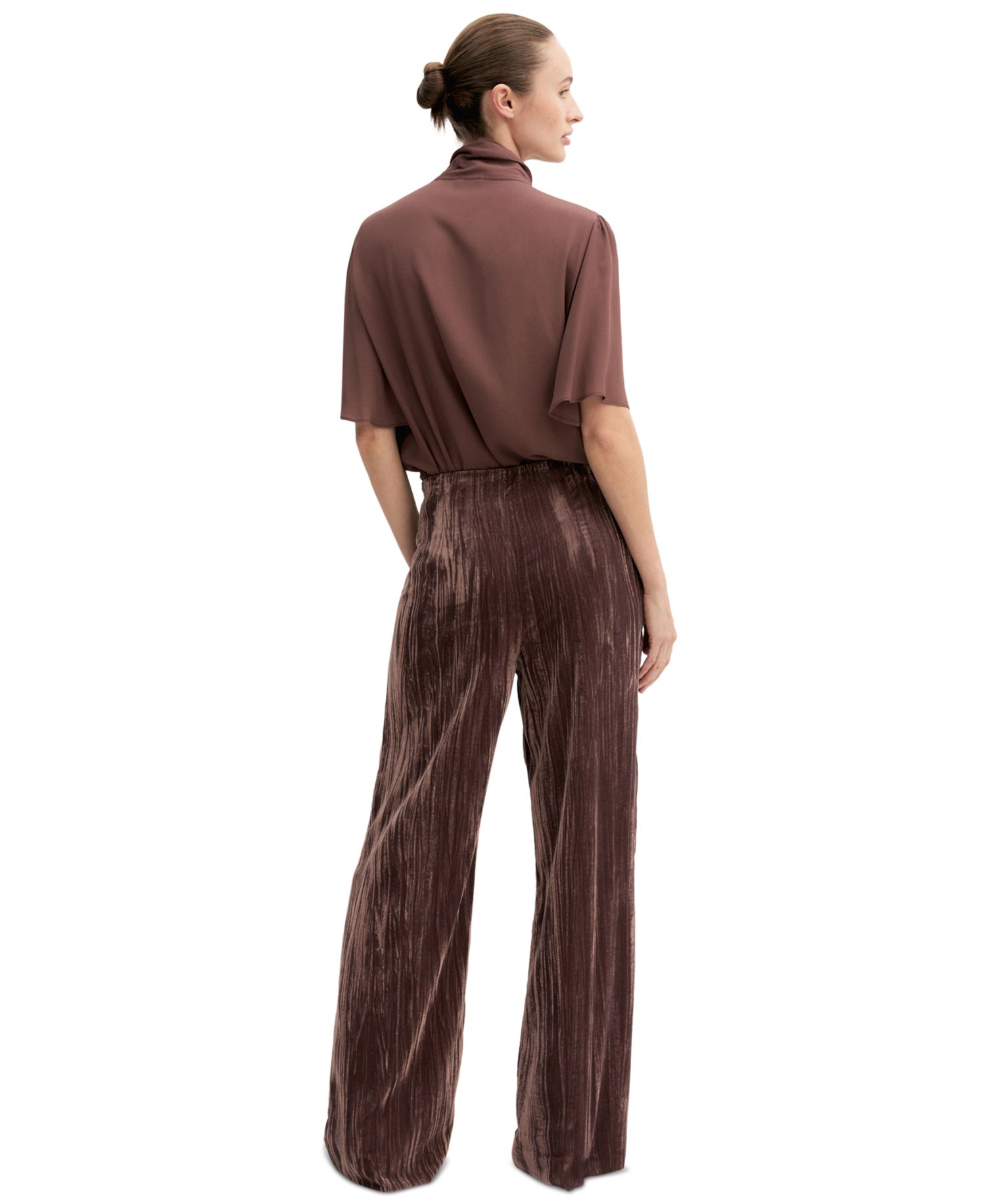 Women's Emmcrisma Crackle Velvet Wide-Leg Pants