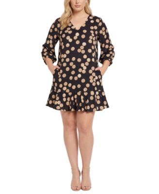 Plus Size Textured Bishop-Sleeve Shift Dress