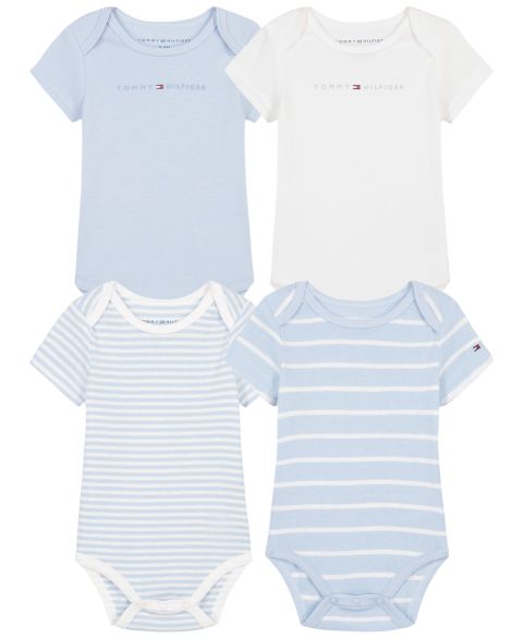 Боди Baby, короткий рукав, в полоску, 4 шт. — Tommy Hilfiger, цвет: Синий / Белый