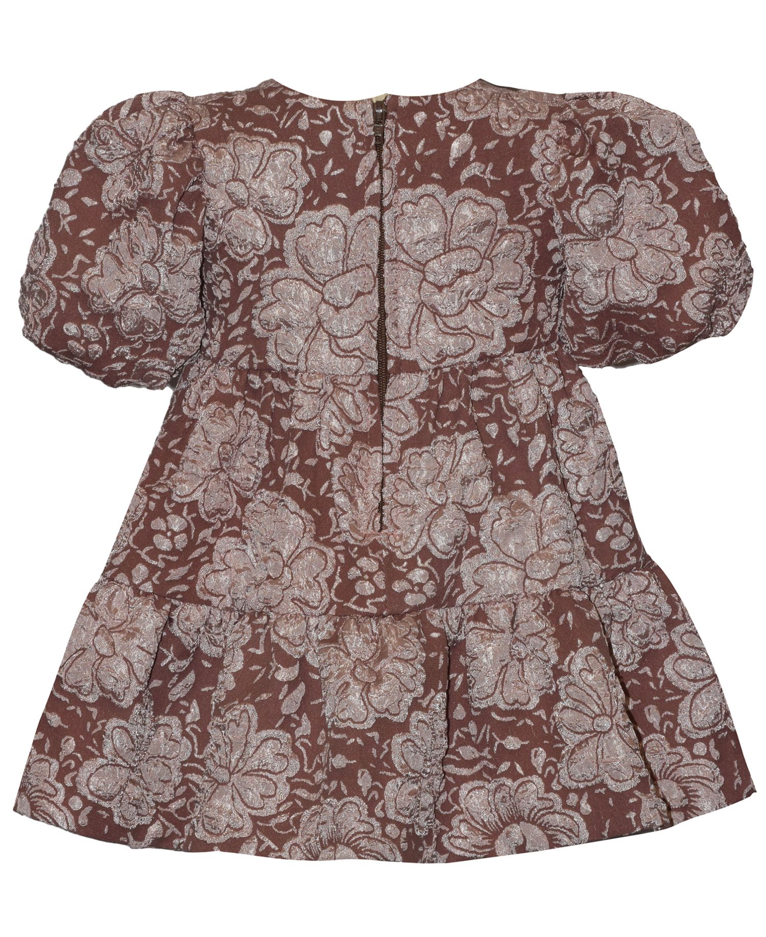 Baby Girls' Jacquard with Bow Short-Sleeve Dress with Diaper Cover, 2-Piece set