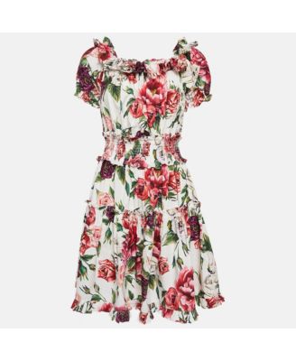 Women's Pre-Owned Dolce and Gabbana Floral Print Cotton Ruffled Dress