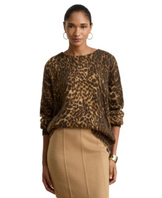 Women's Ocelot-Print Crewneck Sweater