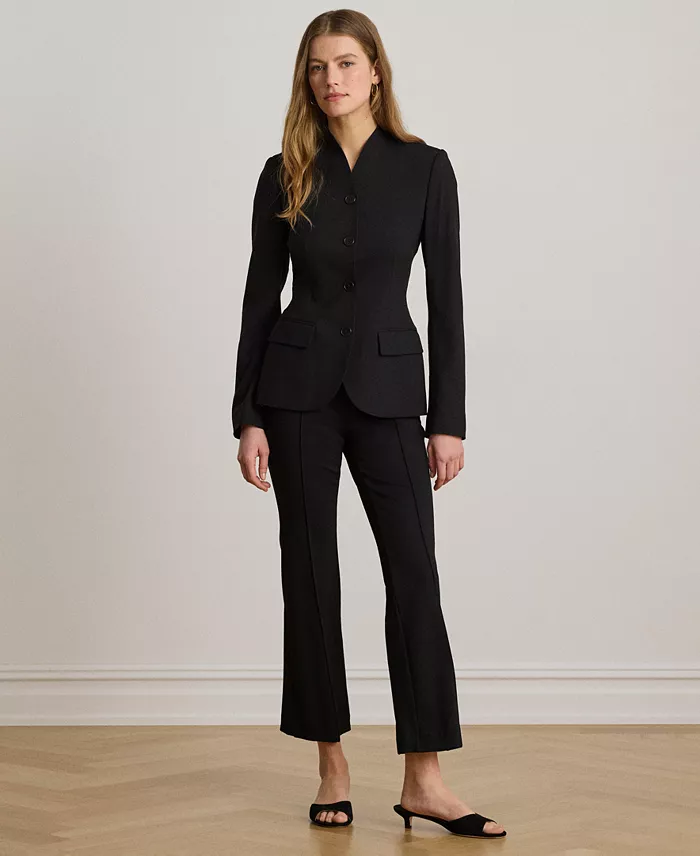 Women's Stretch Lightweight Curved Stand Collar Blazer - thumbnail 2