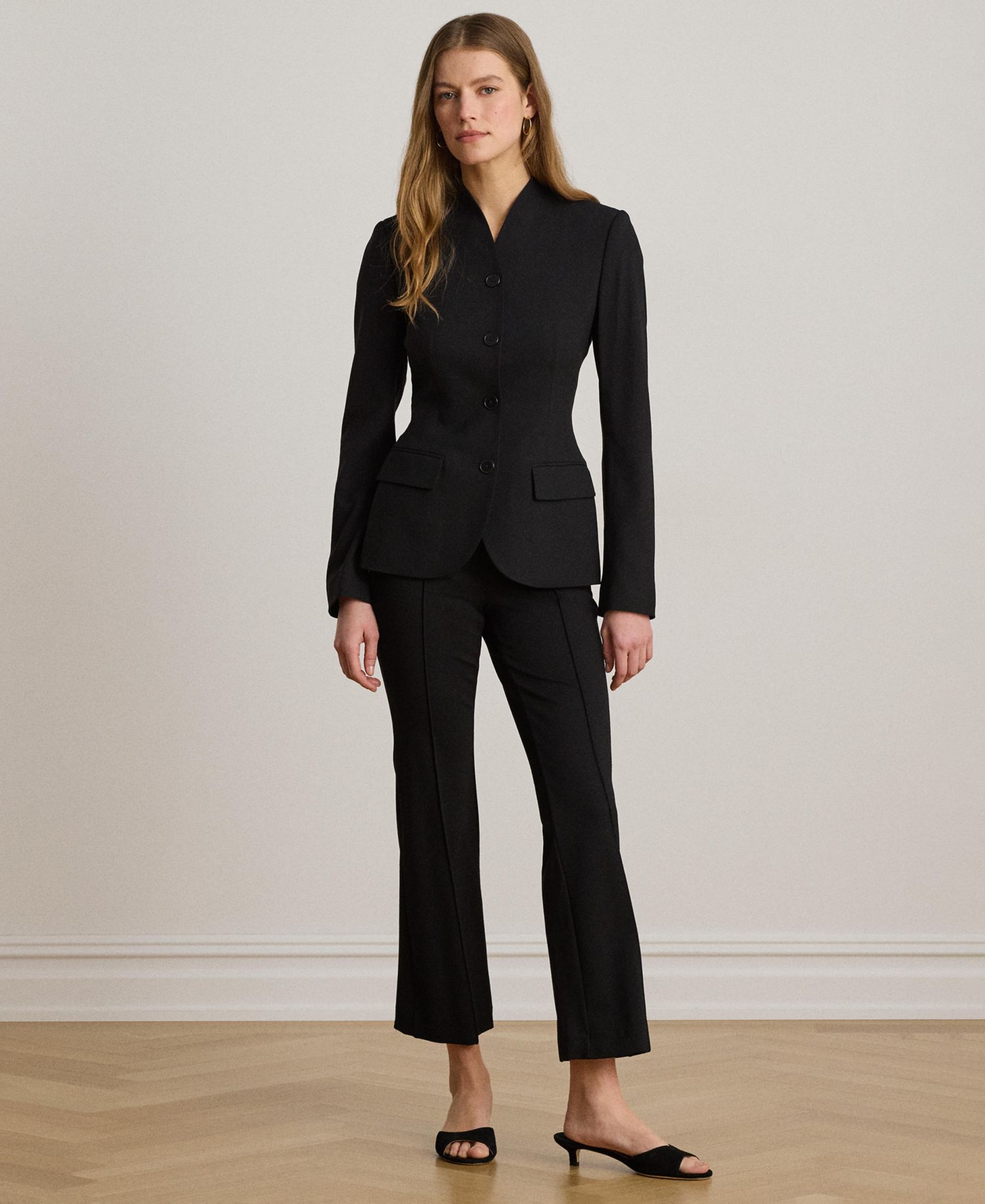 Women's Stretch Lightweight Curved Stand Collar Blazer