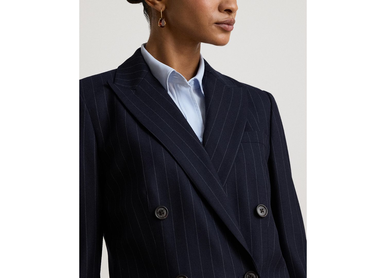 Women's Pinstripe Double-Breasted Twill Blazer