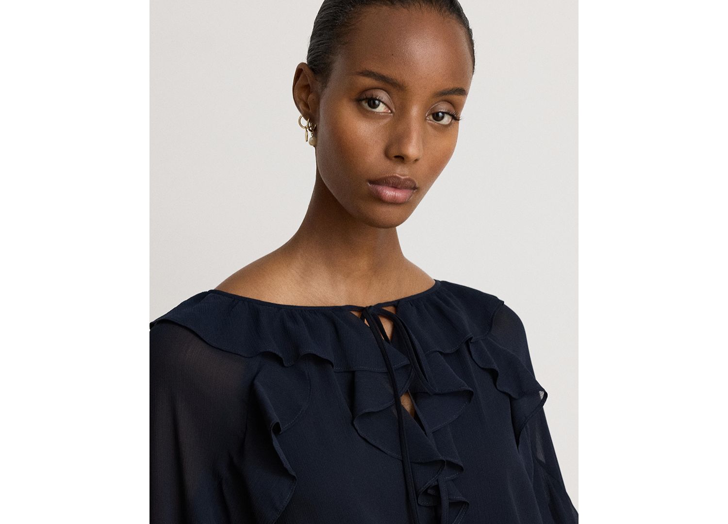 Women's Ruffle-Trim Crinkle Georgette Blouse