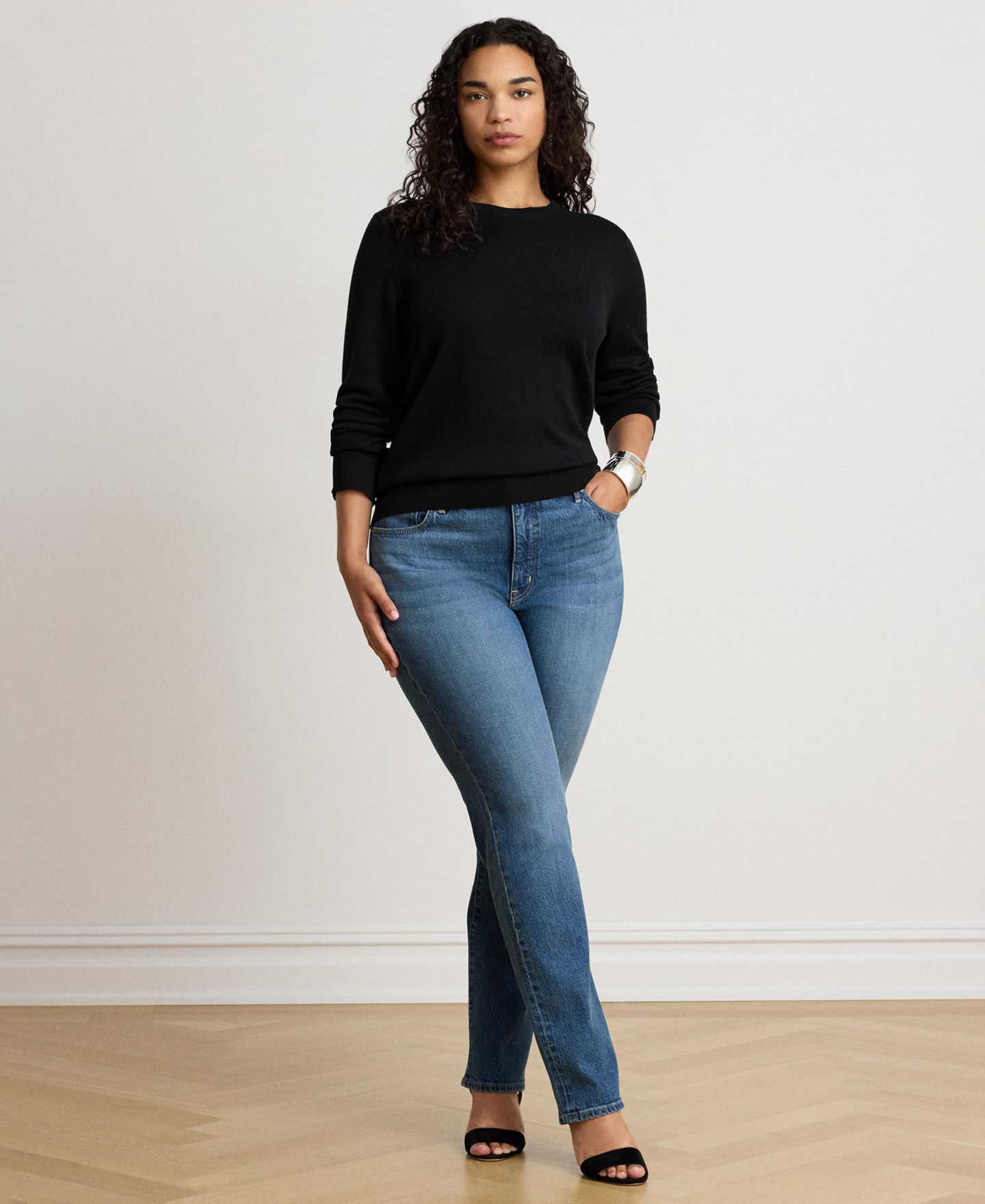 Женские джинсы Lauren Ralph Lauren Mid-Rise Slim Straight, цвет: Синий варёный — фото 4