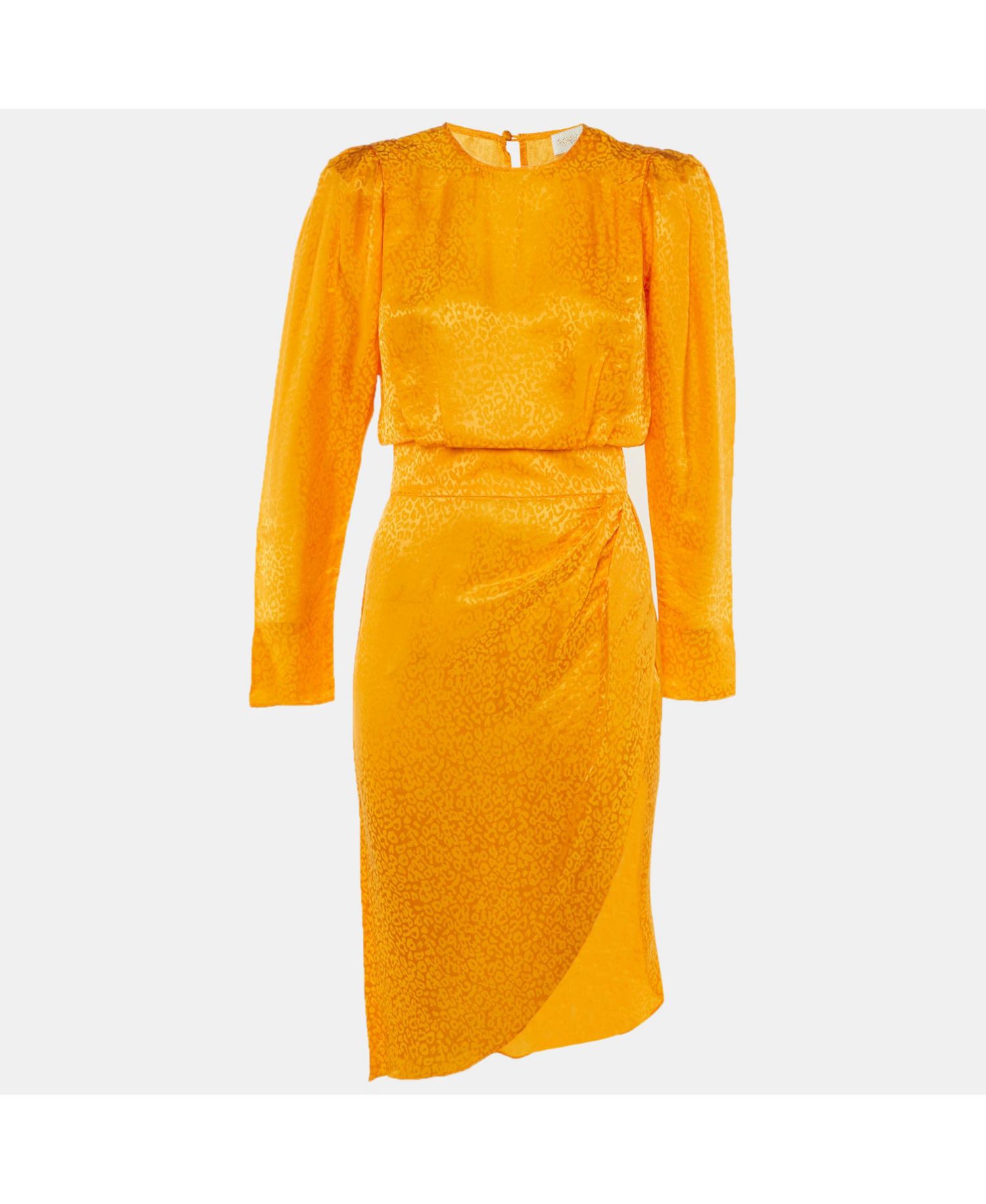 Women's Marigold Satin Jacquard Asymmetrical Midi Dress