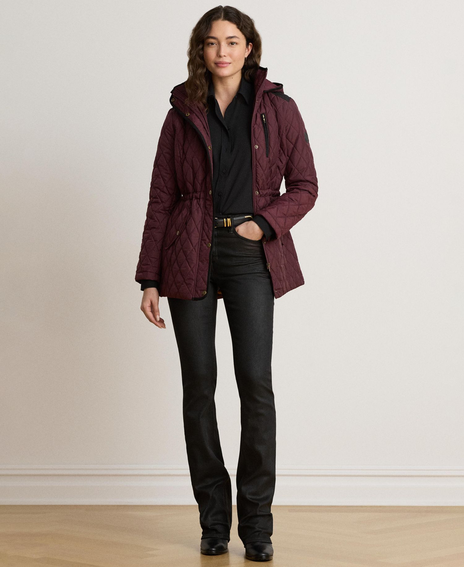 Petite Hooded Quilted Anorak Coat