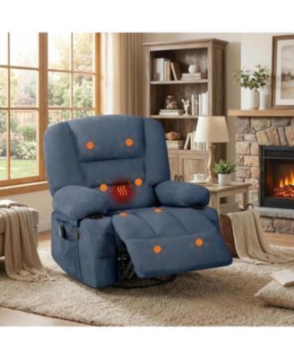 Oversized Recliner Chair, 360degree(s) Swivel Recliner for Adults,Rocking Recliner Chair with Heat and Massage