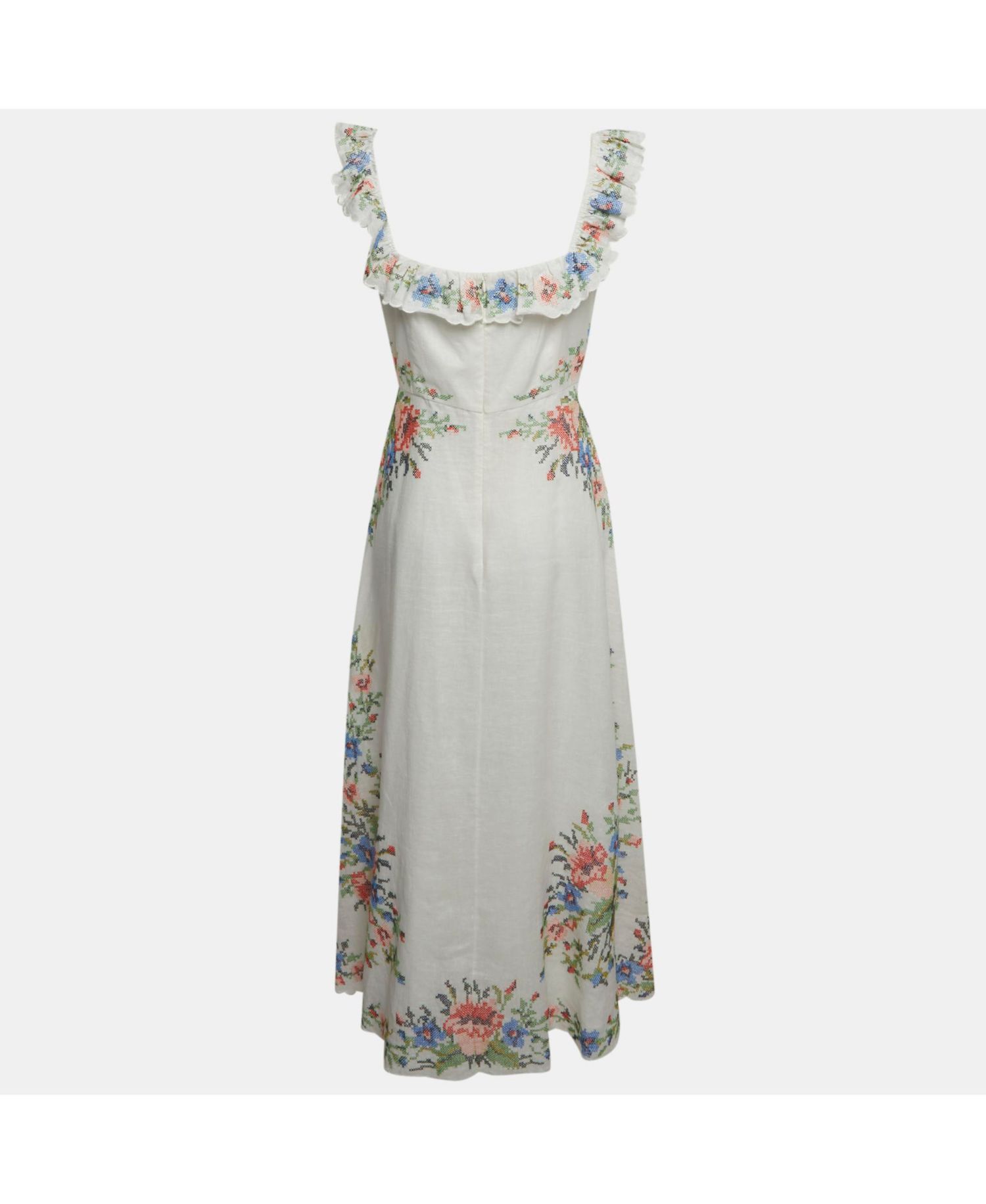 Women's Linen Cross Stitch Off Shoulder Dress