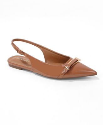 Women's Chantal Pointed Toe Slingback Flats with Elongated Buckle