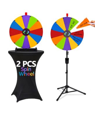 WinSpin 2 PCS 24" Prize Wheel Kit Tabletop and Adjustable Triple Stand Spinning Wheel DIY Modular Spin Doodle Fortune Game for Carnival Games Events