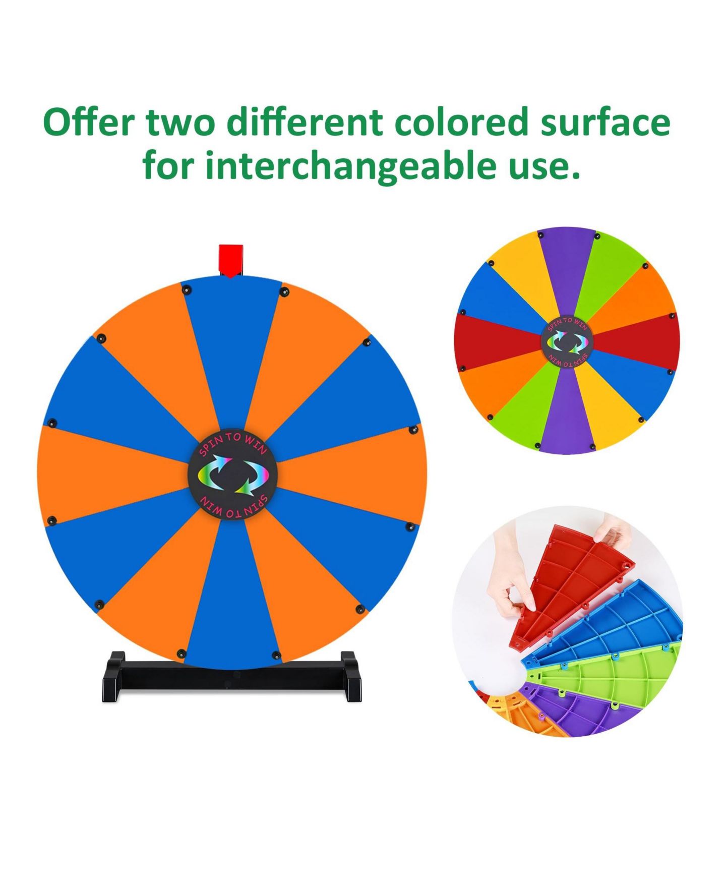 Детская игрушка WinSpin 24" Display Prize Wheel Blue and Orange DIY Tabletop 12 Slots Modular Custom Spinning Wheel for Pop Up Trade Show, цвет: Natrual — фото 5