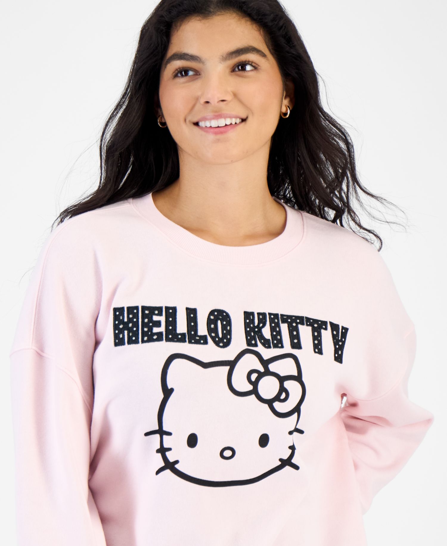 Juniors' Hello Kitty Polka Appliqu&eacute; Fleece Sweatshirt