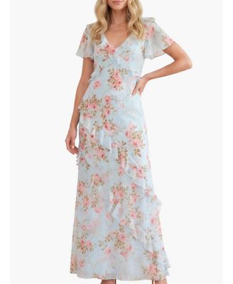 Women's Summer s Rose Georgette V-neck Gown