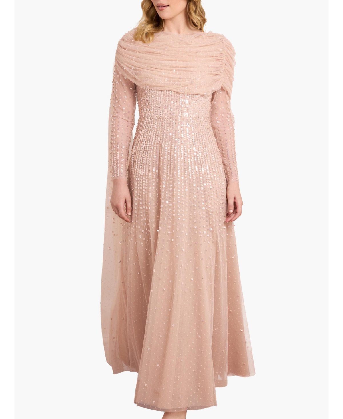 Needle & Thread Women's Moonlight Sequin Draped Long Sleeve Gown