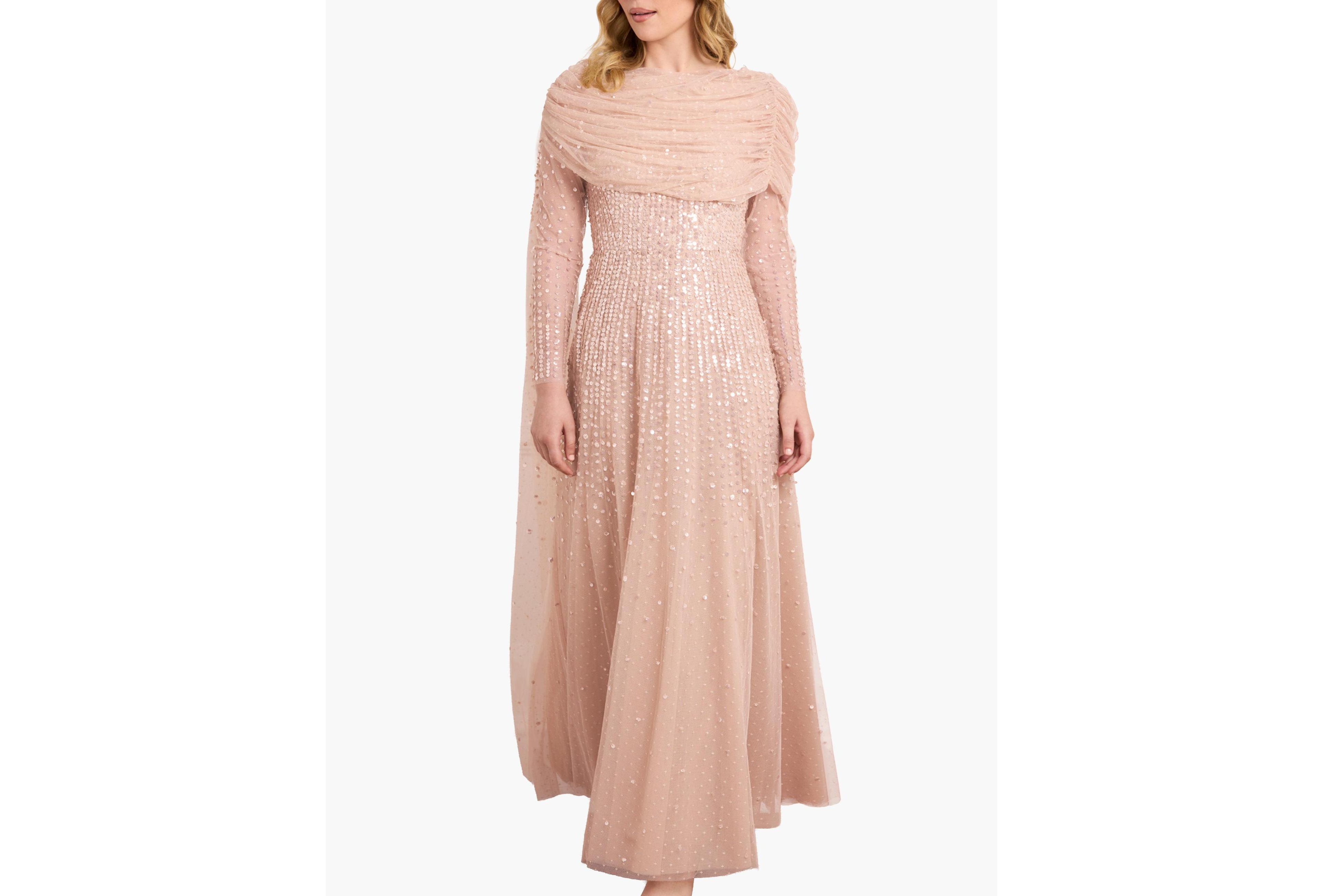Needle & Thread Women's Moonlight Sequin Draped Long Sleeve Gown