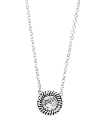 Sterling Silver 18" Crystal Rope Edge Necklace