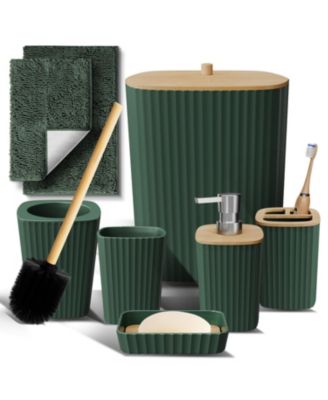 8 Piece Complete Bathroom Decor and Accessory Set with Bath Rugs