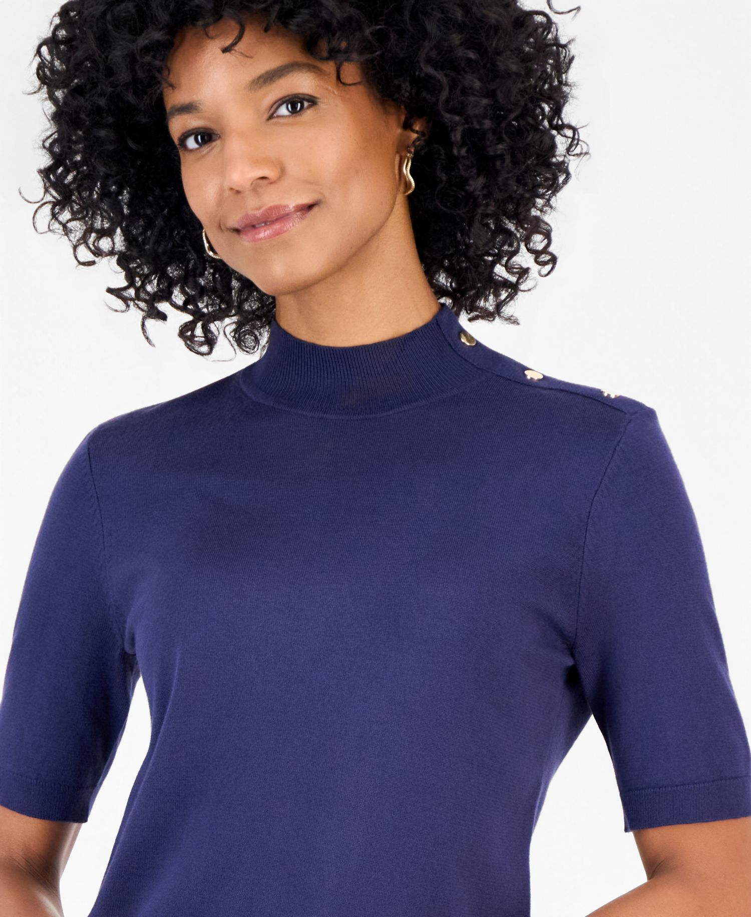 Women's Mock-Neck Short-Sleeve Sweater