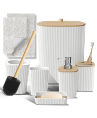 8 Piece Complete Bathroom Decor and Accessory Set with Bath Rugs