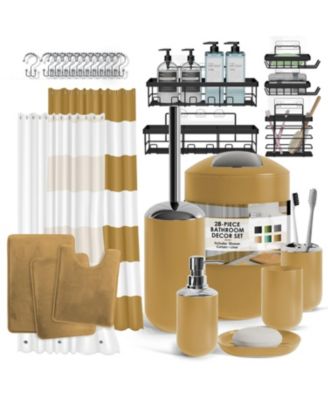 Piece Complete Bathroom Set with Bath rugs and Shower Caddy