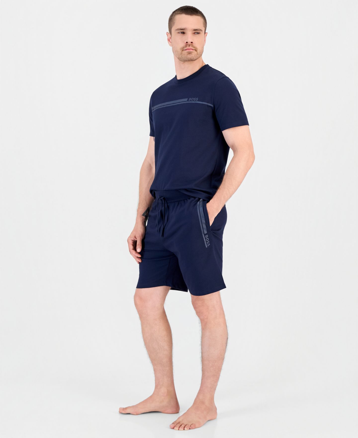 Мужские шорты BOSS by Hugo Boss Authentic Covered-Waistband Shorts, 8.2" Inseam, цвет: Тёмный синий — фото 4