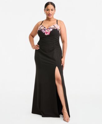 Plus Size Scuba Body-Con Sequined Embroidery Gown