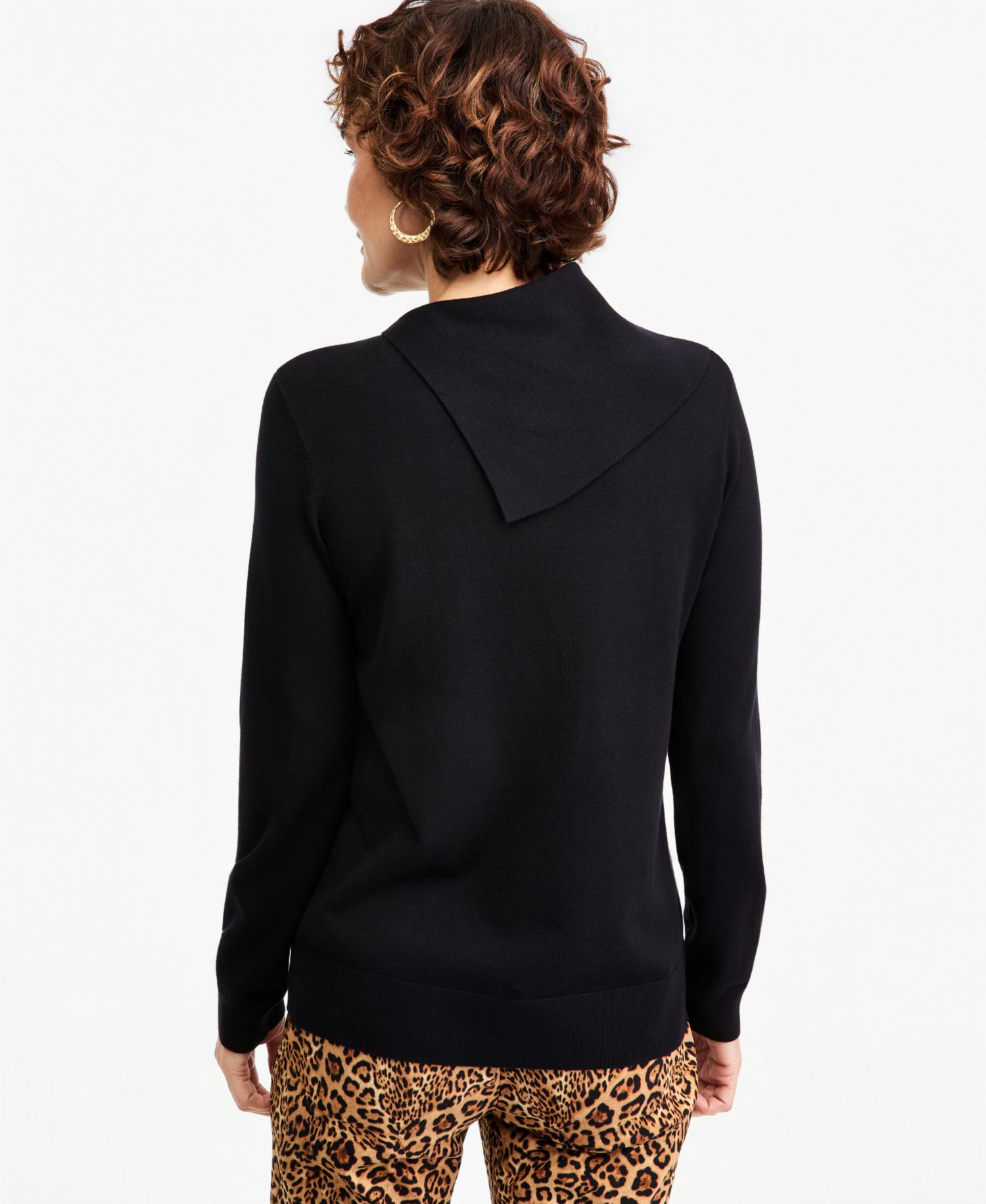 Petite Long-Sleeve Envelope-Neck Pullover Sweater