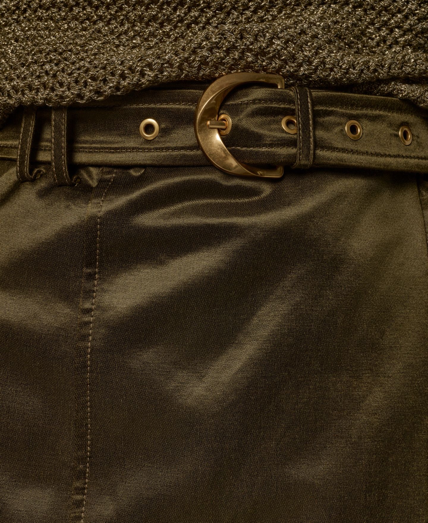 Женская юбка Donna Karan New York Glazed Cotton Belted, цвет: Оливковый — фото 4