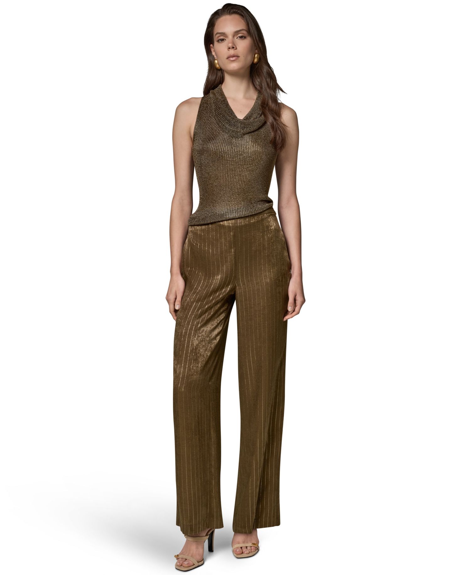 Women's Pinstripe Satin Pull-On Pants