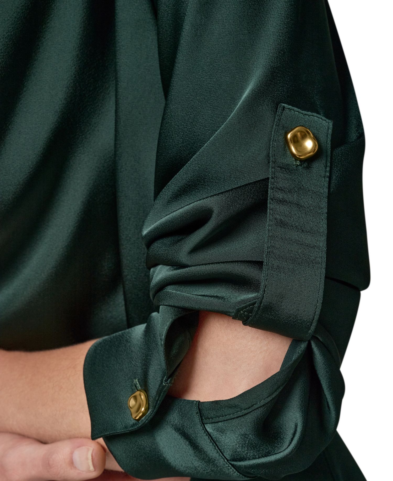 Petite Satin Back Crepe Long-Sleeve Top