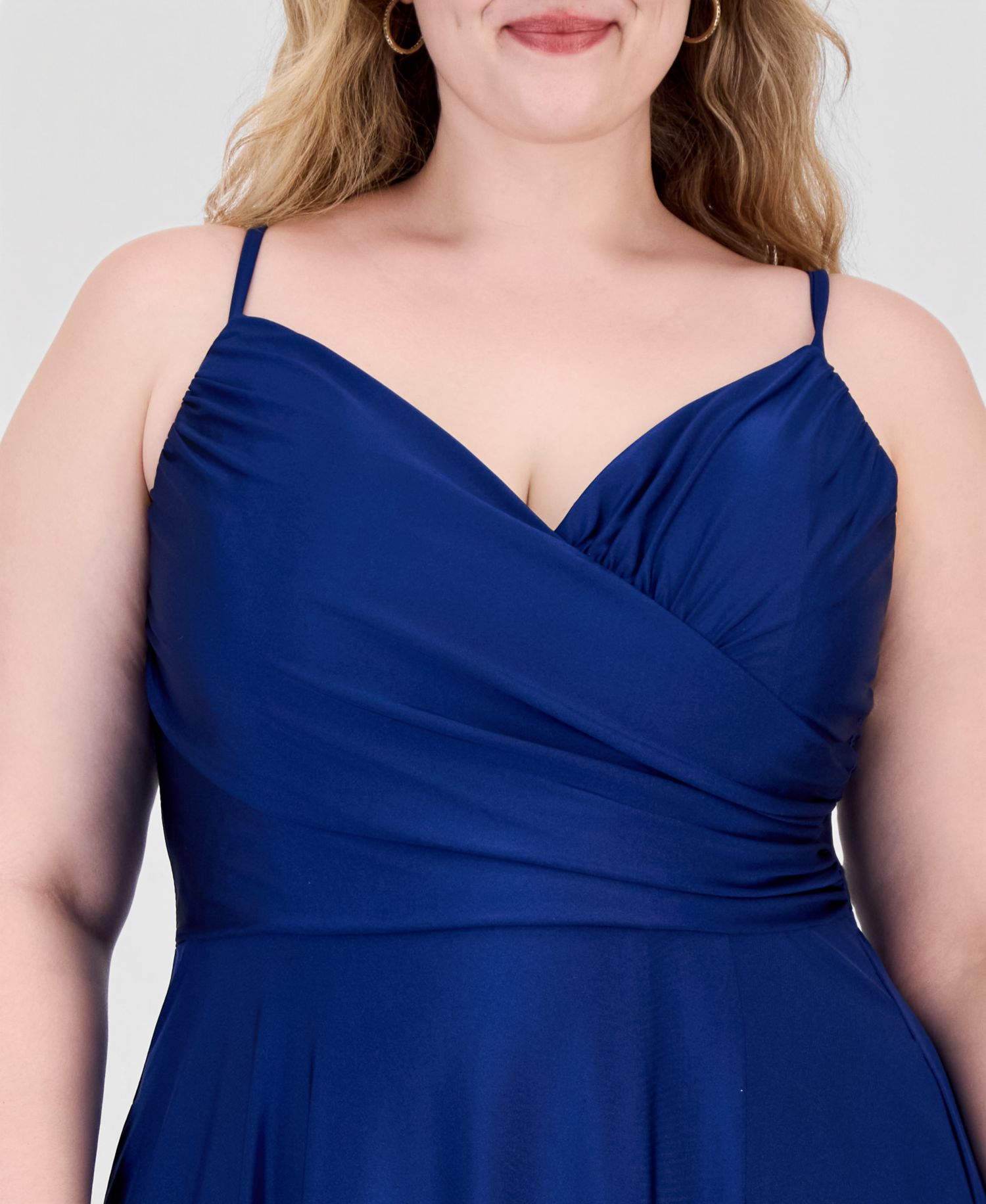 Plus Size Satin Sweetheart Wrap Gown