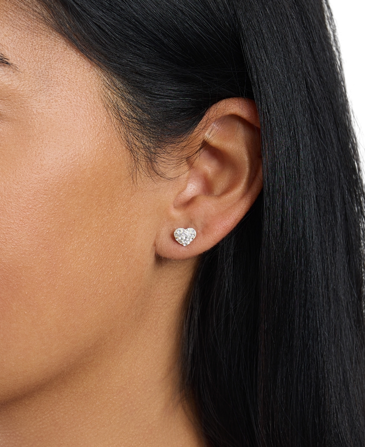 Macy's 8mm Crystal Pave Heart Stud Earrings