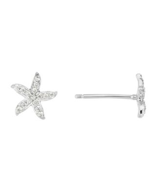 Cubic Zirconia Petite Starfish Stud Earrings