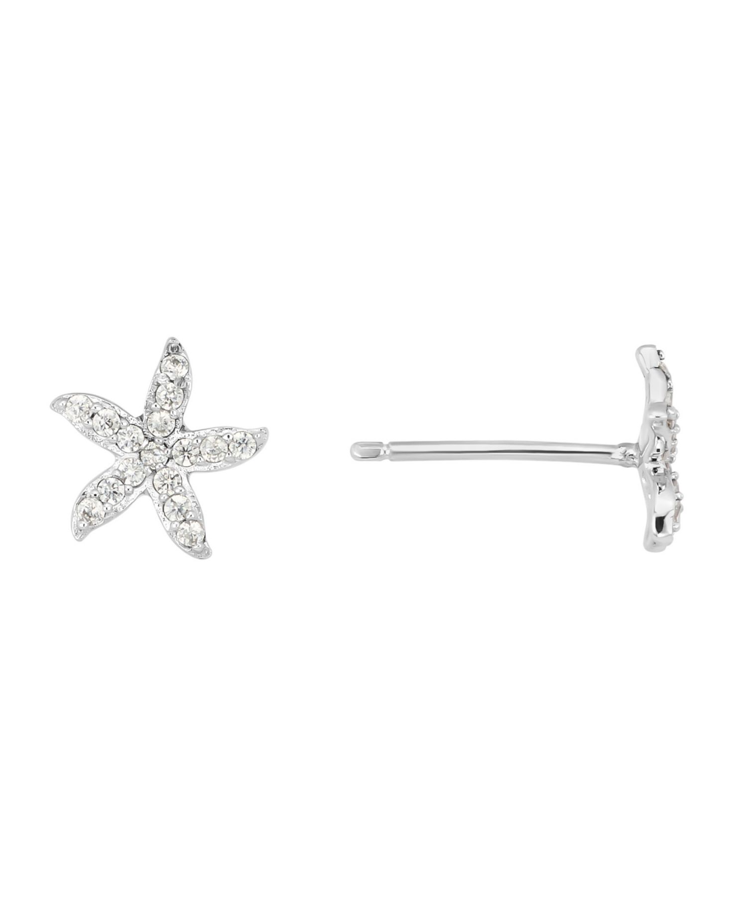 Sterling Silver Cubic Zirconia Petite Starfish Stud Earrings