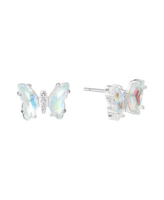 Crystal Butterfly with Cubic Zirconia Stud Earrings