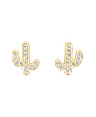Cubic Zirconia Cactus Stud Earrings